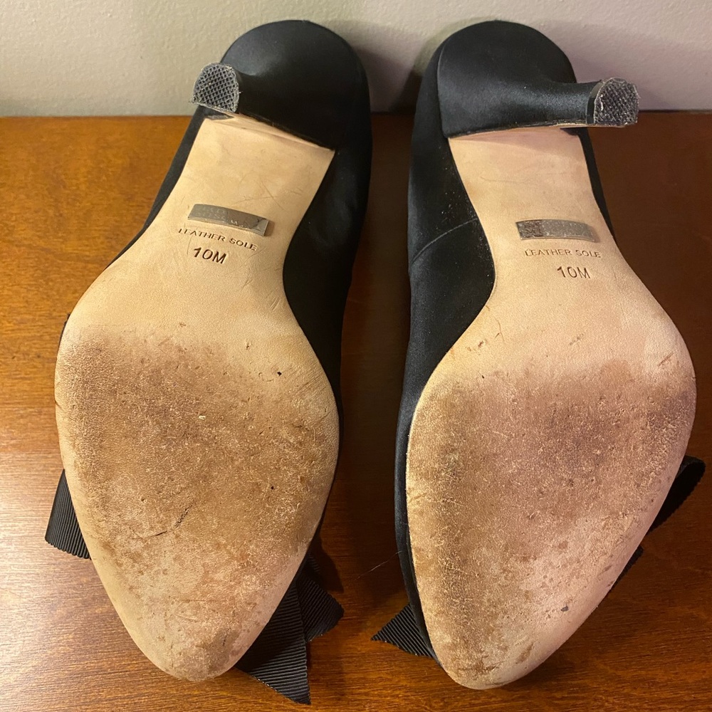 Black Badgley Mischka Heels With Bow Size 10 - Picture 2 of 6